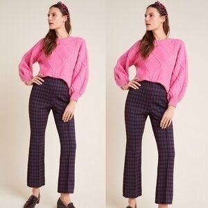 Anthropologie Navy Plaid Trousers